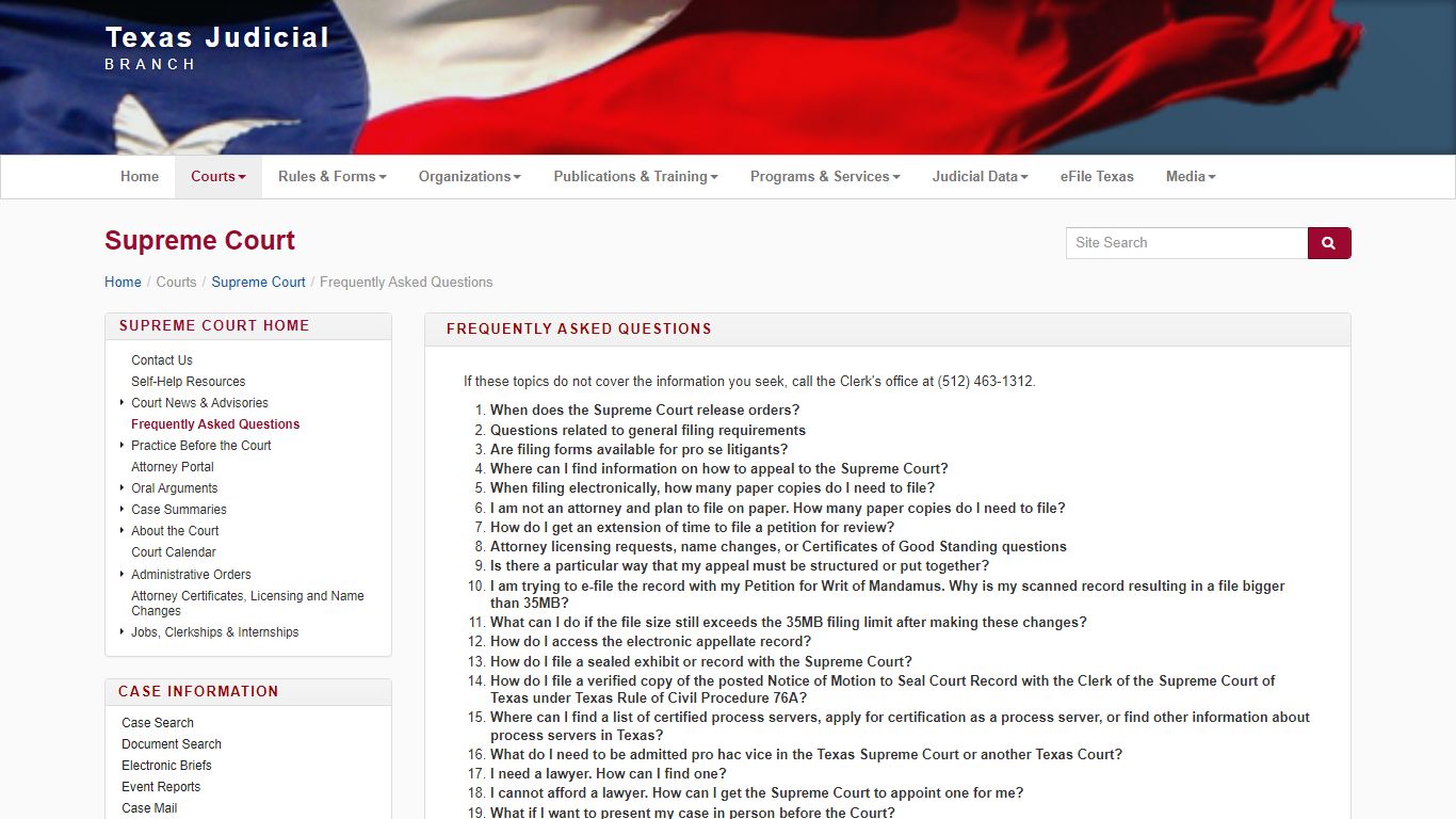 TJB | SC | Frequently Asked Questions - txcourts.gov